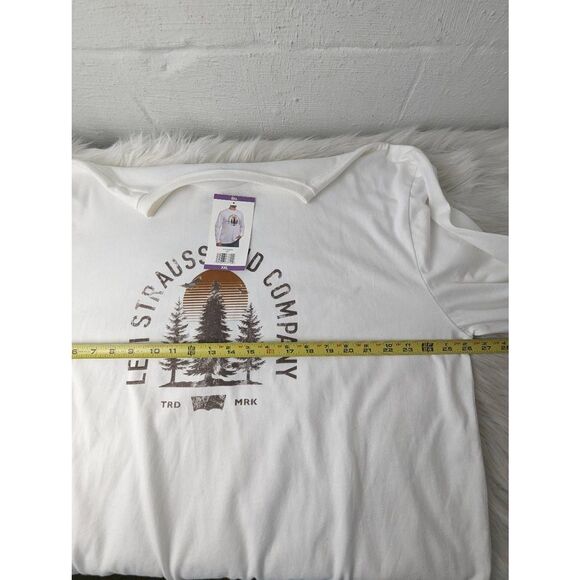 Levi's White Long Sleeve Shirt Crewneck Classic Fit Graphic Logo Plus size Top X - Picture 6 of 9